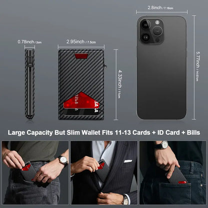 Smart Pop-Up Minimalist Slim Wallet with Cash Clip & RFID Protection