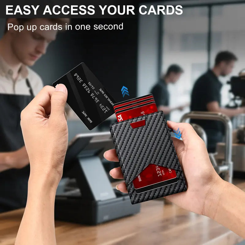 Smart Pop-Up Minimalist Slim Wallet with Cash Clip & RFID Protection