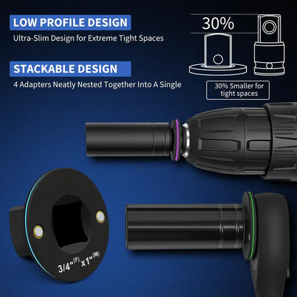 Ultra-Slim Low Profile Impact Socket Adapter Set for Tight Spaces