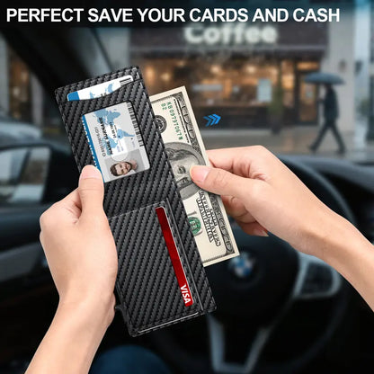 Smart Pop-Up Minimalist Slim Wallet with Cash Clip & RFID Protection