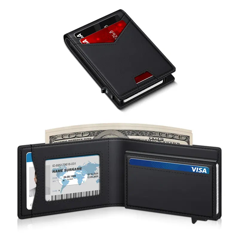 Smart Pop-Up Minimalist Slim Wallet with Cash Clip & RFID Protection