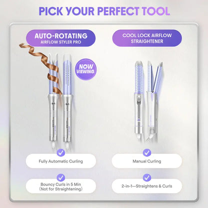 Auto-Rotating Airflow Curler with 360° Cool Lock Technology